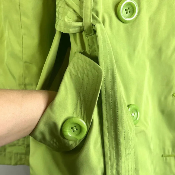 Relativity Lime Green Short Trench Jacket Double Breasted Size Medium - Picture 7 of 14
